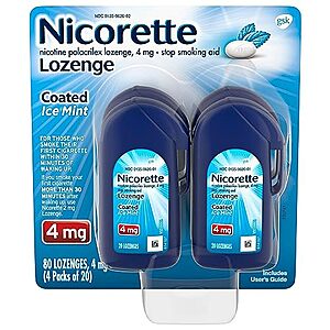 [S&S] $13.87: Nicorette 4 mg Coated Nicotine Lozenges, Ice Mint Flavored, 20 Count x 4 at Amazon