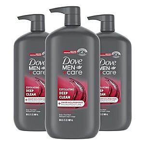 [S&S] $19.47: DOVE MEN + CARE Body and Face Wash Exfoliating Deep Clean, 30 oz, 3 Count