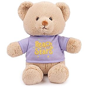 $8.20: GUND “Reach for The Stars” Sustainable Message Bear with Purple T-Shirt, Tan, 12”