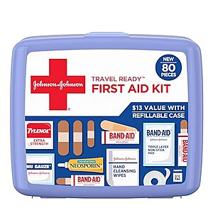 [S&S] $7.68: 80-Piece Johnson & Johnson Travel Ready Portable Emergency First Aid Kit