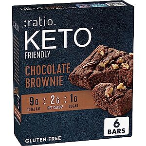 [S&S] $5.24: 6-Count :ratio KETO Friendly Soft Baked Bars (Chocolate Brownie)