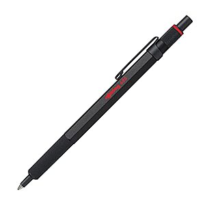 [S&S] $18.65: rOtring 600 Ballpoint Pen, Medium Point, Black Ink, Black Barrel, Refillable