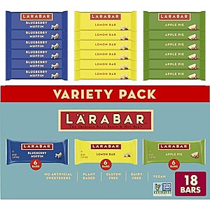[S&S] $13.65: 18-Ct 1.6-Oz Larabar Fruit & Nut Bars (Blueberry Muffin, Lemon Bar, Apple Pie) at Amazon (75.8¢ each)