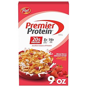 [S&S] $3.32: 9-Oz Post Premier Protein Mixed Berry Almond Cereal at Amazon