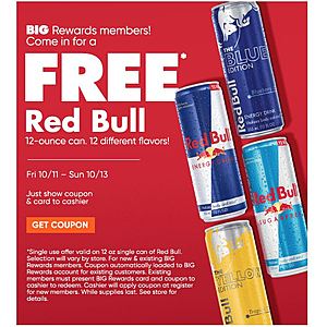 Free Red Bull by Big Lots for card members - and to NEW Members who sign up $0.01