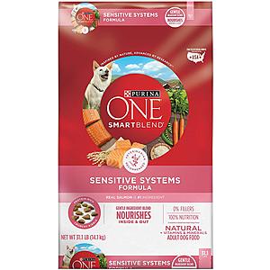 31.1 lbs Purina ONE SmartBlend Sensitive Systems Adult Dry Dog Food (Salmon) $21.55 w/ S&S + Free S&H