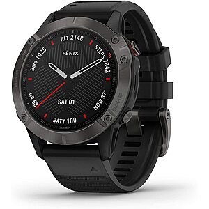 Garmin fenix 6 Sapphire, Premium Multisport GPS Watch, Features Mapping, Music, Grade-Adjusted Pace Guidance and Pulse Ox Sensors, Carbon Gray DLC with Black Band - $349.99