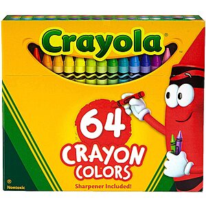 64-Count Crayola Crayons w/ Sharpener $3