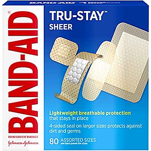 80-Ct Band-Aid Brand Tru-Stay Sheer Strips Adhesive Bandages (Assorted Sizes) $2.10 w/ Subscribe & Save