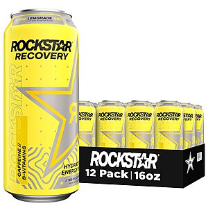 12-Pack 16-Oz Rockstar Energy Drink w/ Caffeine Taurine and Electrolytes (Lemonade) $15.20 w/ S&S + Free Shipping w/ Prime or on $35+