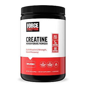 10.6-Oz Force Factor  5g Creatine Monohydrate Powder (Unflavored, 60 Servings) $9 w/ S&S+ Free Shipping w/ Prime or on $35+