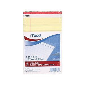 4-Pack 5" x 8" Mead Notepad (Wide-Ruled, Canary, 50 Sheets/Pad) $5.75 + Free Shipping