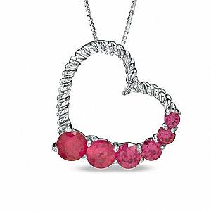 Zales: Extra 25% Off Select Clearance: Journey Lab-Created Ruby Tilted Rope Heart Pendant in Sterling Silver  $22.10 & More + 2.5% SD Cashback (PC Req'd) + Free Shipping