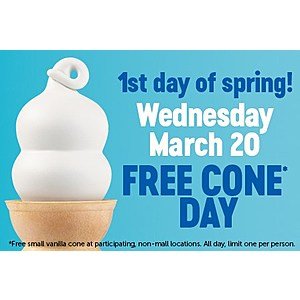 Free Small Ice Cream Cone at DQ *Today! Mar 20*