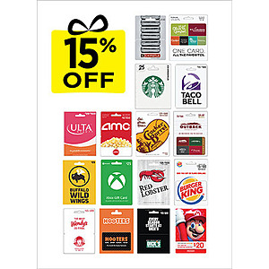 Dollar General in store 12/16 only, 15% off select gift cards, including Starbucks, Chipotle, XBOX, Nintendo + more