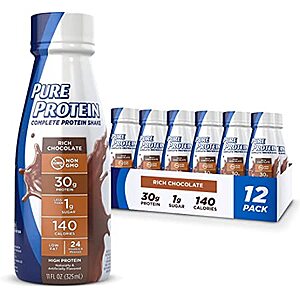 12-Pack 11-Oz Pure Protein Protein Shake (Chocolate or Vanilla) $16.75 w/ S&S + Free Shipping w/ Prime or on orders over $25