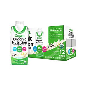 12-Count Orgain Grass Fed Clean Protein Shake (Vanilla Bean) $14.57 & More w/ S&S + Free Shipping w/ Prime or on orders over $25