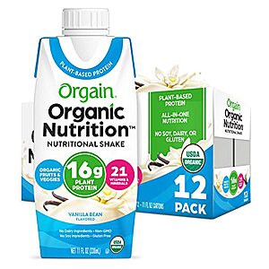 12-Pack 11-Oz Orgain Organic Vegan Plant Based Nutritional Shake (Vanilla Bean) $15.48 w/ S&S + Free Shipping w/ Prime or on orders over $25