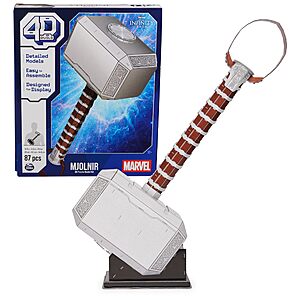 87-Piece 4D Build Marvel Mjolnir Thor's Hammer 3D Puzzle Model Kit w/ Stand $7 + Free Shipping w/ Prime or on orders over $35