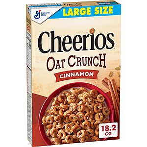 18.2-Oz Cheerios Oat Crunch Cinnamon Breakfast Cereal $2.60 w/ Subscribe & Save