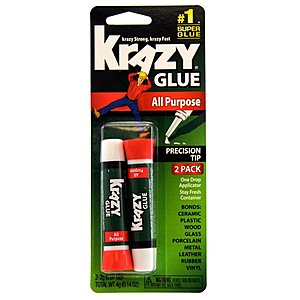 Amazon Offer - Krazy Glue KG517 Purpose Super Glue, Precision Tip, 2 Grams, 2 Count, 2 Pack for $1.34