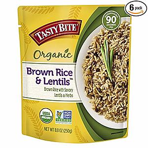 Tasty Bite Brown Rice Lentil 8.8 Ounce (Pack of 6), Whole Grain Brown Rice with Savory Lentils and Herbs, Gluten Free, Vegan, Ready to Eat, Microwaveable  Amazon S&S $8.54