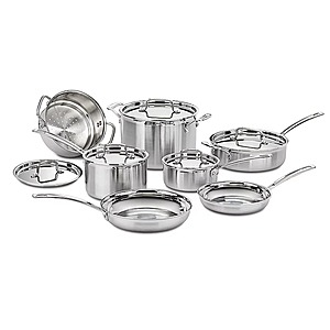 12-Piece Cuisinart Multiclad Pro Tri-Ply Stainless Cookware Set + $52 Kohl's Cash for $150