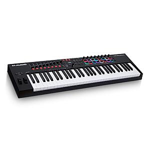 $155- M-Audio Oxygen Pro 61 – 61 Key USB MIDI Keyboard Controller With Beat Pads, MIDI Assignable Knobs, Buttons & Faders and Software Suite Included $155