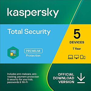 Kaspersky Total Security 2023 | 5 Devices | Online Code - 1 Year $14.99 on Amazon
