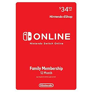 12-Mo. Nintendo Switch Online Membership (Email Delivery): Individual $18, Family $31.50