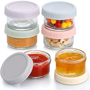 VITEVER [6 Pack] Salad Dressing Container To Go, 2.7 oz Glass Small Condiment with Lids, Dipping Sauce Cups Set, Leakproof Reusable for Lunch Box Work Trip. - $9.98