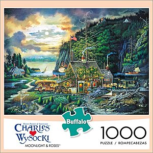 1,000-Piece Buffalo Games Jigsaw Puzzles: Charles Wysocki Moonlight & Roses $4.80 + Free S&H Orders $35+