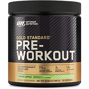 30-Serving Optimum Nutrition Gold Standard Pre Workout Powder (Green Apple) $17.75 w/ Subscribe & Save + Free S&H