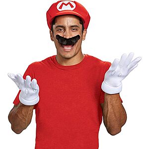 Nintendo Super Mario Bros. Adult Mario Costume Accessory Kit (Hat, Gloves, Moustache) $10.50
