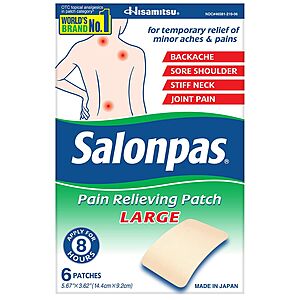 6 Pack Large Salonpas Pain Relieving Patch for $2.69 @ Walgreens