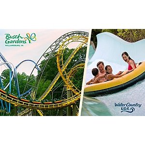 3-Day Ticket to Busch Gardens Williamsburg and Water Country USA $50 Groupon