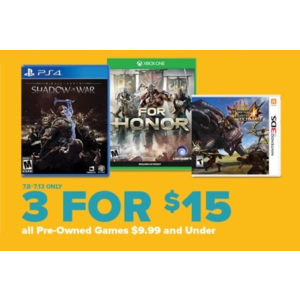 GameStop Stores: All Pre-Owned Games $9.99 or Under 3 for $15