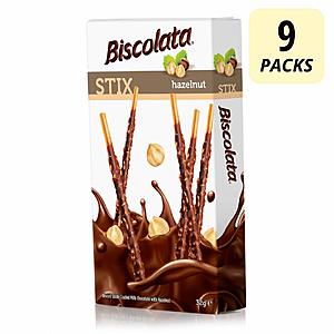 9-Pack Biscolata Stix Biscuit Snacks Coated w/ Milk Chocolate $7