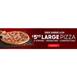 Pizza Hut: Large 2-Topping $5.99 Online Carryout Only Thru 6/24