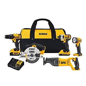 DEWALT 20-Volt MAX Lithium-Ion Cordless Combo Kit with 2 Ah and 4 Ah Batteries and Tool Bag with Free 4.0 Ah Battery (4-Tool + light) $299