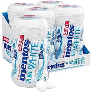 4-Pack 50-Count Mentos Pure White Sugar-Free Chewing Gum (Sweet Mint) $10.30 ($2.58 Ea) w/ S&S + Free Shipping w/ Prime or on orders over $35