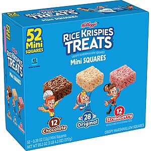 20.1-Oz 52-Pack Rice Krispies Treats Mini Squares (Variety Pack) $8.23 (.16c) w/ S&S+ Free Shipping w/ Prime or on $35+