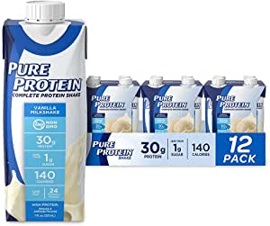 Pure Protein Vanilla Protein Shake & More | 30g Complete Protein | Ready to Drink and Keto-Friendly | 11oz Bottles | 12 Pack~$13.99 After Coupon & S&S @ Amazon~Free Prime Shipping!