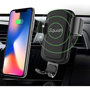 Squish Wireless Charger Car Mount Adjustable Gravity Air Vent Phone Holder for all major Smartphones Qi Certified on Amazon for $16.49