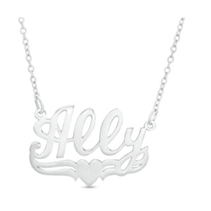 Zales Script Name with Heart Necklace in Sterling Silver $20 or Gold Plated $22