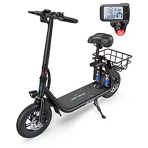 Gyroshoes Electric Scooter with Seat for Adults, 25 Miles Distance 450W Motor up to 18.6Mph Shock Absorbers Smart LCD Display Commuting Electric Scooter with Basket, C1Pro $292