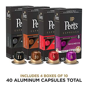 40-Count Peet's Coffee Espresso Capsules Variety Pack (For Nespresso Brewers) $16.80 w/ Subscribe & Save