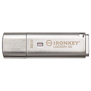 Kingston Ironkey Locker+ 50 | 32GB Encrypted USB Flash Drive $29.99 + FS w/ Prime
