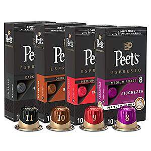 40-Count Peet's Coffee Espresso Capsules Variety Pack (For Original Nespresso Brewers) $16.64