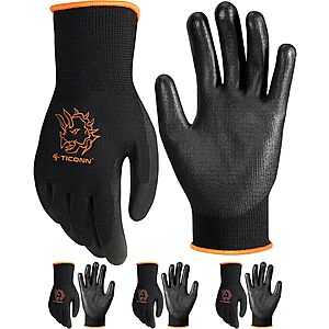 TICONN 3-Pack All Purpose Slip Resistant Work Gloves (Sizes: S, M, L, XL, XXL) $3 + Free Shipping w/ Prime or Orders $25+